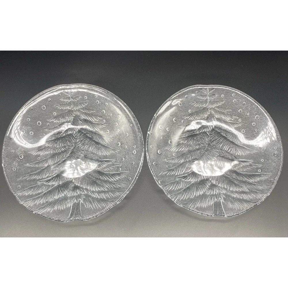 Mikasa‎ Crystal Noel Frosted Embossed Tree Dessert/Salad Plates 8.5